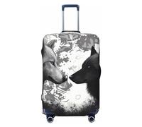 FHEBNDS Wolves Love Under The Moon Wild Animal Luggage Cover Washable Suitcase Cover Tsa Approved Elastic Spandex Suitcase Protector Anti-Scratch Travel Baggage Covers Fit 18-32 Inch Luggage, Black, M