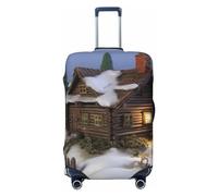 FHEBNDS Wooden Rustic Log Cottage Scenery Luggage Cover Washable Suitcase Covers Tsa Approved Elastic Spandex Suitcase Protector Anti-Scratch Travel Baggage Cover Fit 18-32 Inch Luggage, Black, S