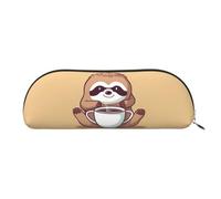 FHEBNDS Yoga Sloth Coffee Makeup Bag for Women Men Large Pencil Case Aesthetic Pencil Pouch Coin Pouch Leather Cosmetic Bag with Zipper Office Organizer Travel Essentials, Gold, One size