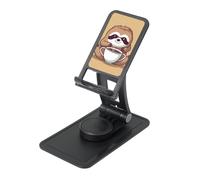 FHEBNDS Yoga Sloth Coffee Phone Stand for Desk, 360°Rotating Foldable Cell Phone Holder for Office Home, Height Adjustable Tablet Stand Portable Cellphone Cradle iPad Stand Holder