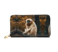 FHECVBN Ape Sitting on the Tree Leather Wallet for Women Long Coin Purse Ultra Slim Credit Cards Holder Bifold Clutch