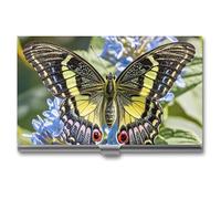 FHECVBN Business Card Holder Nice Butterfly Printed Pocket Name Card Case Slim Metal Business Card Organizer Credit Card Holder Buckle Style Shut for Men Women Agents
