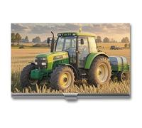FHECVBN Business Card Holder Tractor Farm Wheat Harvest Printed Pocket Name Card Case Slim Metal Business Card Organizer Credit Card Holder Buckle Style Shut for Men Women Agents