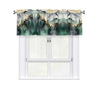 FHECVBN Mountain Birds Watercolor Curtain Valance for Windows,Kitchen Window Curtains Blackout Drapes Window Treatments Decorative Rod Pocket Short Curtain for Living Room Bedroom,54" W x 18" L