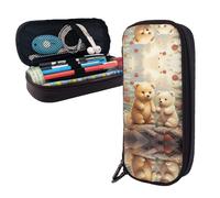 FHECVBN Pencil Case Large Capacity Pencil Pouch Aesthetic Pen Bag Office Stationery Organizer Leather Pen Holder Cute Bears Makeup Bags Pencil Case Box for Men Women Work Office