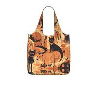 FHECVBN Reusable Shopping Bags Lightweight Foldable Grocery Bags In Pocket,Washable Large Tote Bags Orange Vibrant Nightmare Travel Shoulder Bag Gifts For Women Men
