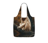 FHECVBN Reusable Shopping Bags Lightweight Foldable Grocery Bags In Pocket,Washable Large Tote Bags Ape Sitting On The Tree Travel Shoulder Bag Gifts For Women Men