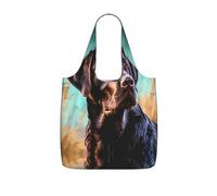 FHECVBN Reusable Shopping Bags Lightweight Foldable Grocery Bags In Pocket,Washable Large Tote Bags Black Labrador Retriever Travel Shoulder Bag Gifts For Women Men
