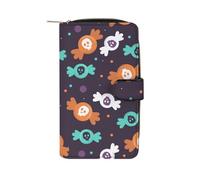 FHEDMN Genuine PU Leather Wallet for Men & Women - Slim Blocking Bifold with 12 Card Slots,Purse Credit Card & ID Holder,Ideal for Travel, Business & Daily Use(Skeletons, Candy, Patterns)