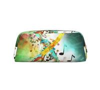 FHEDVBN Abstract Music Symbol Makeup Bag Travel Toiletry Bag Big Pencil Bag for Women Men Leather Zipper Coin Pouch Purse