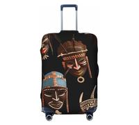 FHEDVBN African Ritual Ethnic Tribal Luggage Cover Washable Stretch Suitcase Protector Anti-Scratch Travel Suitcase Cover Protector Elastic Baggage Cover Fits 18-32 Inch Luggage Sleeve, Black, XL