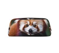 FHEDVBN Animal Red Panda Makeup Bag Travel Toiletry Bag Big Pencil Bags for Women Men Leather Zipper Coin Pouch Purse, Gold, One size