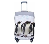 FHEDVBN Antarctica Penguins Luggage Cover Washable Stretch Suitcase Protector Anti-Scratch Travel Luggage Sleeve Elastic Baggage Cover Fits 18-32 Inch, Black, XL