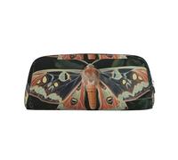 FHEDVBN Beautiful Moth Makeup Bag Travel Toiletry Bag Big Pencil Bag for Women Men Leather Zipper Coin Pouch Purse, Silver, One size