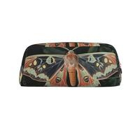 FHEDVBN Beautiful Moth Makeup Bag Travel Toiletry Bag Big Pencil Bag for Women Men Leather Zipper Coin Pouch Purse, Gold, One Size