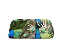 FHEDVBN Beautiful peacock Makeup Bag Travel Toiletry Bag Big Pencil Bags for Women Men Leather Zipper Coin Pouch Purse, Gold, One Size