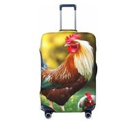 FHEDVBN Beautiful Rooster Hen Luggage Cover Washable Stretch Suitcase Protector Anti-Scratch Travel Suitcase Cover Protector Elastic Baggage Cover Fits 18-32 Inch Luggage Sleeve, Black, M