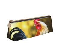 FHEDVBN Beautiful Rooster Hen Makeup Bag Leather Pencil Case for Work Office Zippered Pen Pouch Aesthetic Pencil Storage Bag Portable Coin Pouch Purse for Travel