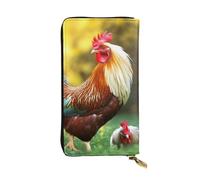 FHEDVBN Beautiful Rooster Hen Wallet for Men Women Long Purse Leather Clutch Large Business Handbag Travel Phone Holder Credit Card Holder Money Case with Zipper Leather Wallets Gift