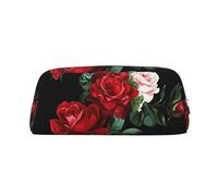 FHEDVBN Beautiful rose gift Makeup Bag Travel Toiletry Bag Big Pencil Bag for Women Men Leather Zipper Coin Pouch Purse, Silver, One Size