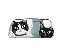 FHEDVBN Black and White Cats Makeup Bag Travel Toiletry Bag Big Pencil Bags for Women Men Leather Zipper Coin Pouch Purse, Gold, One Size