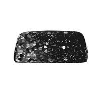FHEDVBN Black white glitter Makeup Bag Travel Toiletry Bag Big Pencil Bag for Women Men Leather Zipper Coin Pouch Purse, Silver, One Size