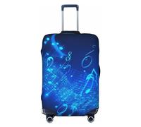 FHEDVBN Blue Musical Notes Luggage Cover Washable Stretch Suitcase Protector Anti-Scratch Travel Suitcase Cover Protector Elastic Baggage Cover Fits 18-32 Inch Luggage Sleeve, Black, S