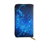 FHEDVBN Blue Musical Notes Wallet for Men Women Long Purse Leather Clutch Large Business Handbag Travel Phone Holder Credit Card Holder Money Case with Zipper Leather Wallets Gift