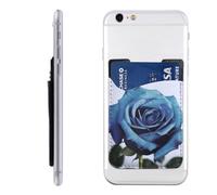 FHEDVBN blue rose blooms Phone Card Holder Leather Slim Phone Wallet | Stick On Credit Card Case For Back Of Phone Cases, Stronger Adhesive Phone Pocket For Women Men, Fit 7 Cards