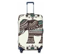FHEDVBN Bohemian Elephant Pattern Luggage Cover Washable Stretch Suitcase Protector Anti-Scratch Luggage Sleeve Elastic Baggage Cover Fits 18-32 Inch, Black, L
