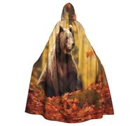 FHEDVBN Brown bear in autumn Hooded Cloak Cape Unisex Adult Knight Costume Medieval Robe Long Halloween Cosplay Outfit