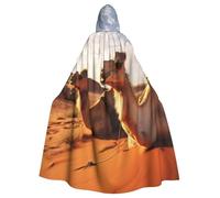 FHEDVBN Camels Rest Desert Hooded Cloak Cape Unisex Adult Knight Costume Medieval Robe Long Halloween Cosplay Outfit