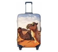 FHEDVBN Camels Rest Desert Luggage Cover Washable Stretch Suitcase Protector Anti-Scratch Travel Luggage Sleeve Elastic Baggage Cover Fits 18-32 Inch, Black, XL