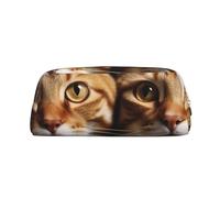 FHEDVBN cats Makeup Bag Travel Toiletry Bags Big Pencil Bag for Women Men Leather Zipper Coin Pouch Purse, Gold, One Size