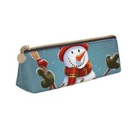 FHEDVBN Christmas Snowman Makeup Bag Leather Pencil Case for Work Office Zippered Pen Pouch Aesthetic Pencil Storage Bag Portable Coin Pouch Purse for Travel