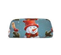 FHEDVBN Christmas Snowman Makeup Bag Travel Toiletry Bag Big Pencil Bag for Women Men Leather Zipper Coin Pouch Purse, Gold, One size