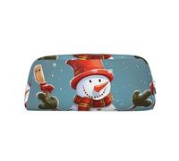 FHEDVBN Christmas Snowman Makeup Bag Travel Toiletry Bag Big Pencil Bag for Women Men Leather Zipper Coin Pouch Purse, Silver, One size