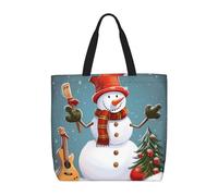 FHEDVBN Christmas Snowman Tote Bags for Women Canvas Tote Purse Large Shoulder Bag Aesthetic Shopping Bags Reusable Grocery Bag Hobo Bags Casual Handbags, Top Zipper Closure