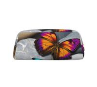 FHEDVBN Colorful Butterfly Stone Makeup Bag Travel Toiletry Bags Big Pencil Bag for Women Men Leather Zipper Coin Pouch Purse