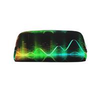 FHEDVBN Cool Music sound wave Makeup Bag Travel Toiletry Bag Big Pencil Bags for Women Men Leather Zipper Coin Pouch Purse, Gold, One size