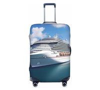 FHEDVBN Cruise Ships Luggage Cover Washable Stretch Suitcase Protector Anti-Scratch Luggage Sleeve Elastic Baggage Cover Fits 18-32 Inch, Black, L