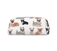 FHEDVBN Cute Chihuahua Pug Pattern Makeup Bag Travel Toiletry Bag Big Pencil Bag for Women Men Leather Zipper Coin Pouch Purse, Gold, One size
