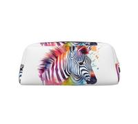 FHEDVBN Cute Colorful Zebra Makeup Bag Travel Toiletry Bag Big Pencil Bag for Women Men Leather Zipper Coin Pouch Purse, Gold, One Size