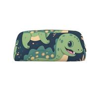 FHEDVBN Cute Dinosaur Makeup Bag Travel Toiletry Bag Big Pencil Bag for Women Men Leather Zipper Coin Pouch Purse, Gold, One size