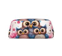 FHEDVBN Cute Owls Makeup Bag Travel Toiletry Bag Big Pencil Bag for Women Men Leather Zipper Coin Pouch Purse, Silver, One size