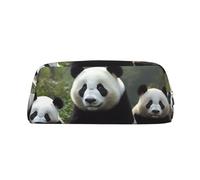 FHEDVBN Cute Panda Makeup Bag Travel Toiletry Bag Big Pencil Bag for Women Men Leather Zipper Coin Pouch Purse, Gold, One Size