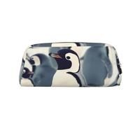 FHEDVBN Cute Penguin Animal Pattern Makeup Bag Travel Toiletry Bag Big Pencil Bag for Women Men Leather Zipper Coin Pouch Purse, Gold, One size