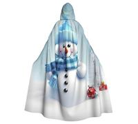 FHEDVBN Cute Snowman Hooded Cloak Cape Unisex Adult Knight Costume Medieval Robe Long Halloween Cosplay Outfit