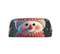 FHEDVBN Cute Snowman Makeup Bag Travel Toiletry Bags Big Pencil Bag for Women Men Leather Zipper Coin Pouch Purse, Gold, One Size