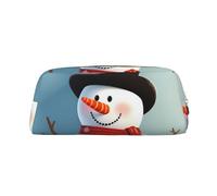 FHEDVBN Cute snowman Makeup Bag Travel Toiletry Bags Big Pencil Bag for Women Men Leather Zipper Coin Pouch Purse, Gold, One Size